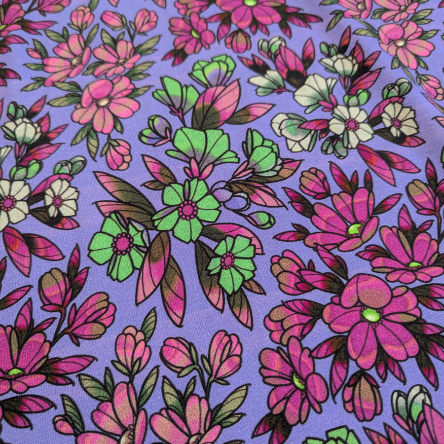 tissu fleurs violet