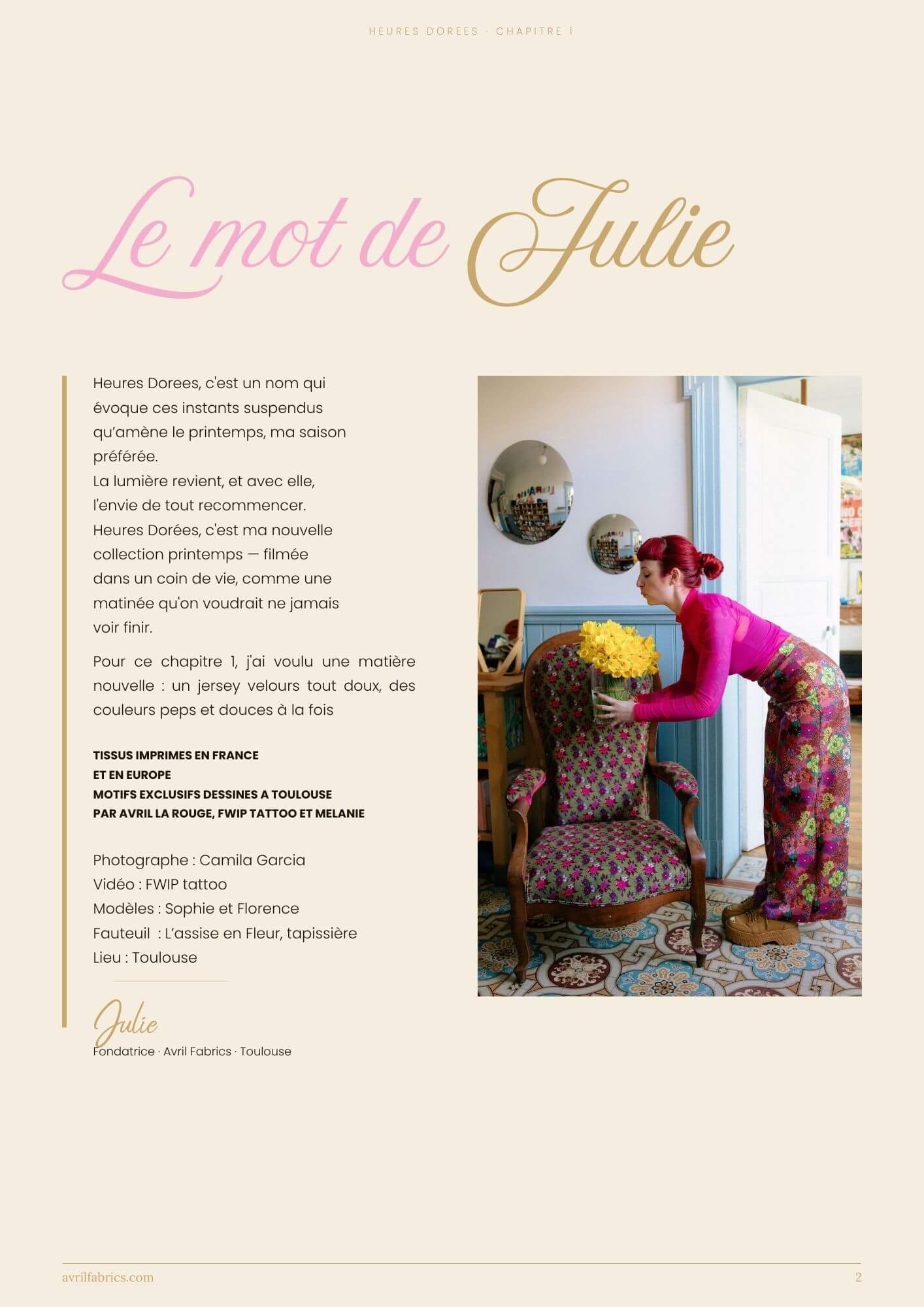 Avril Fabrics heures dorées