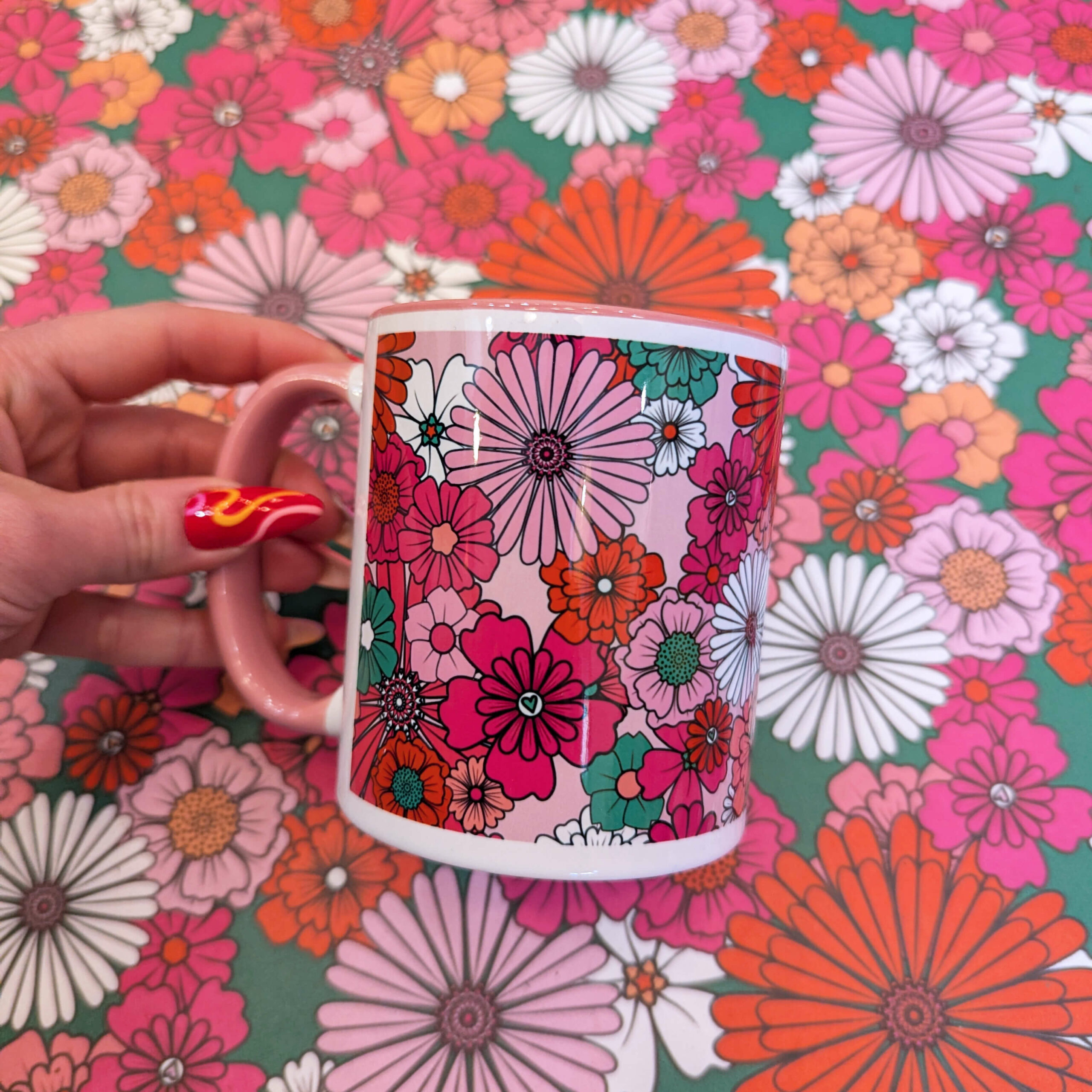 mug retro fleurs