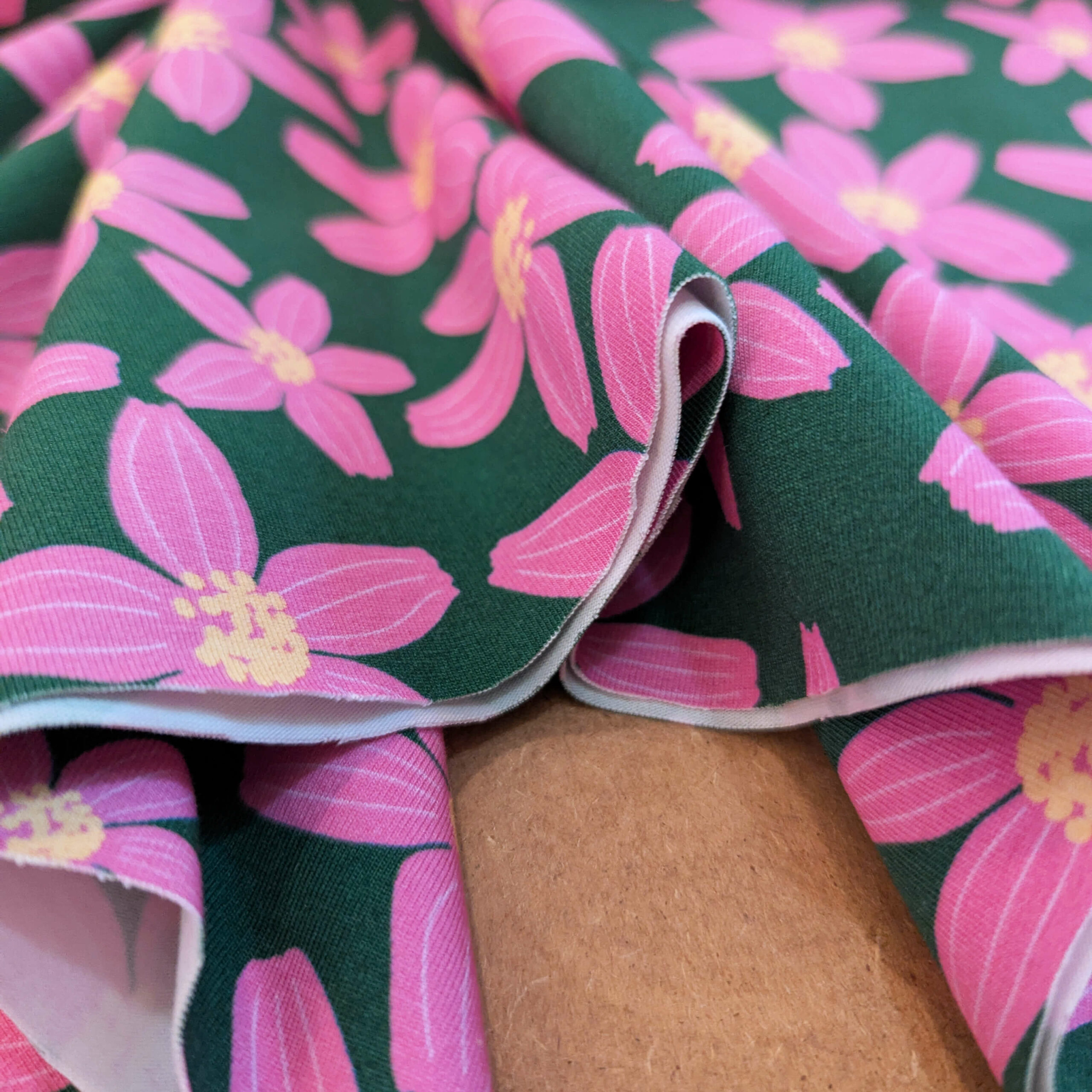 Tissu coton jersey rose vert