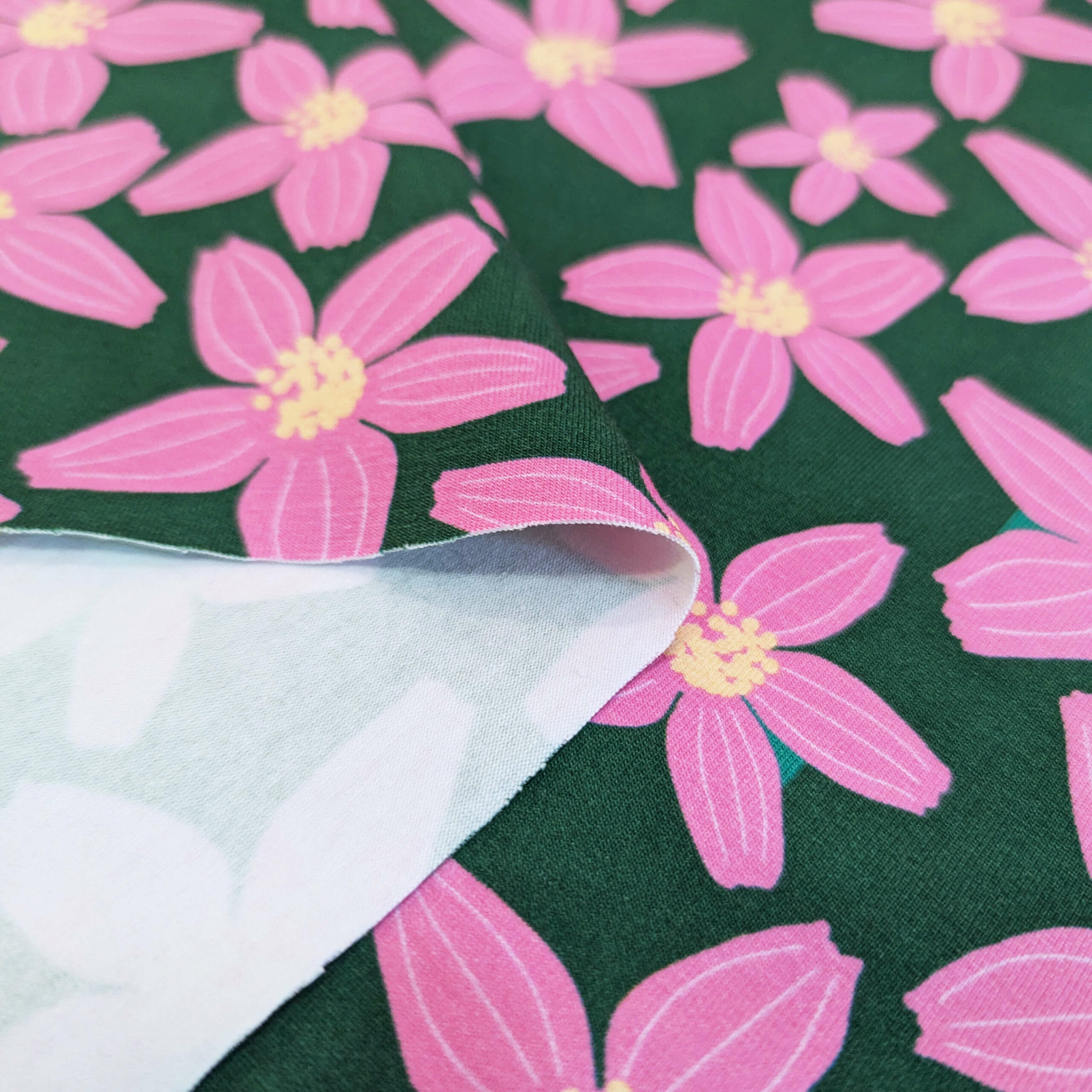 Tissu coton jersey rose vert