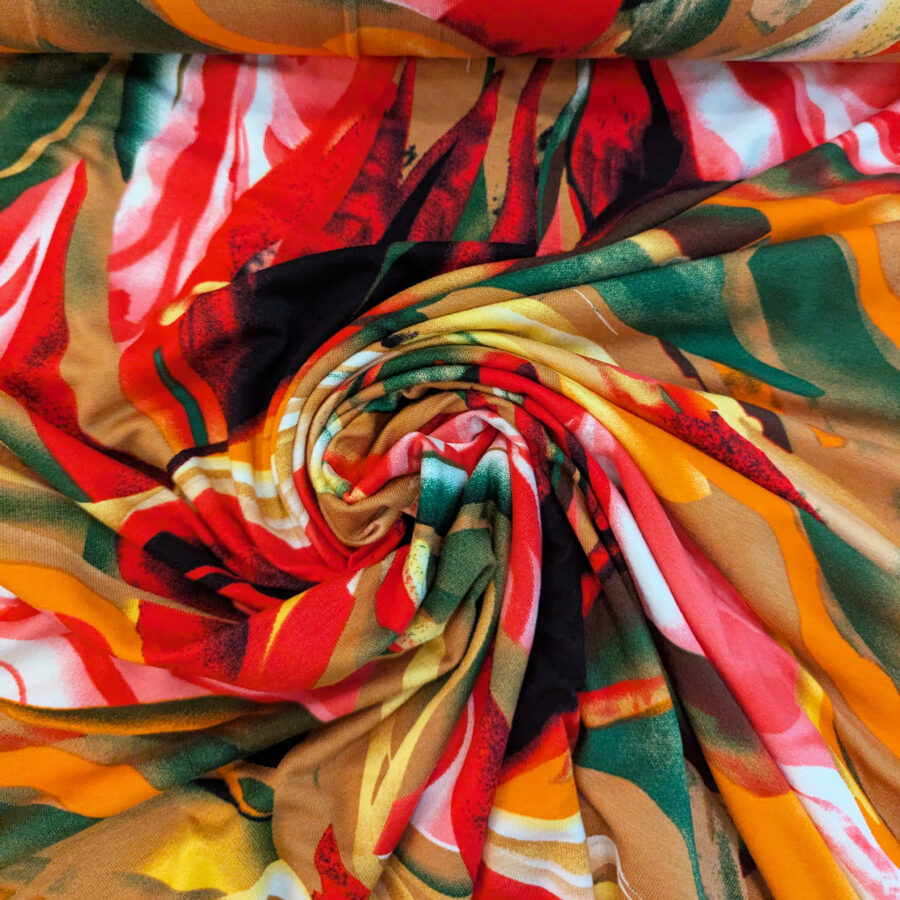 jersey viscose orange rouge vert