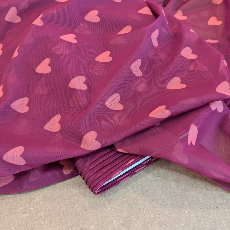 Mesh love coeurs rose violet