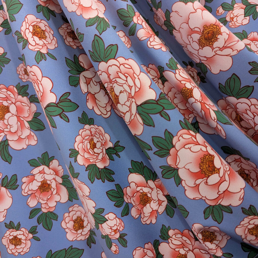 Lycra fleurs rose bleu tissu