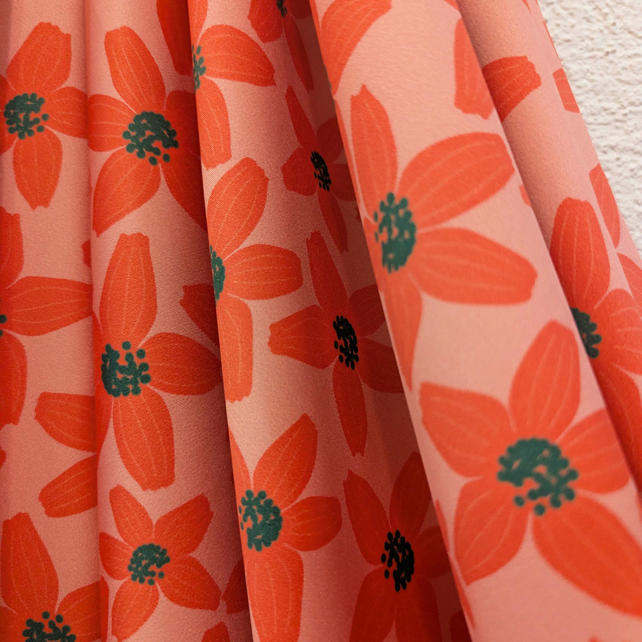 Lycra fleurs orange vert