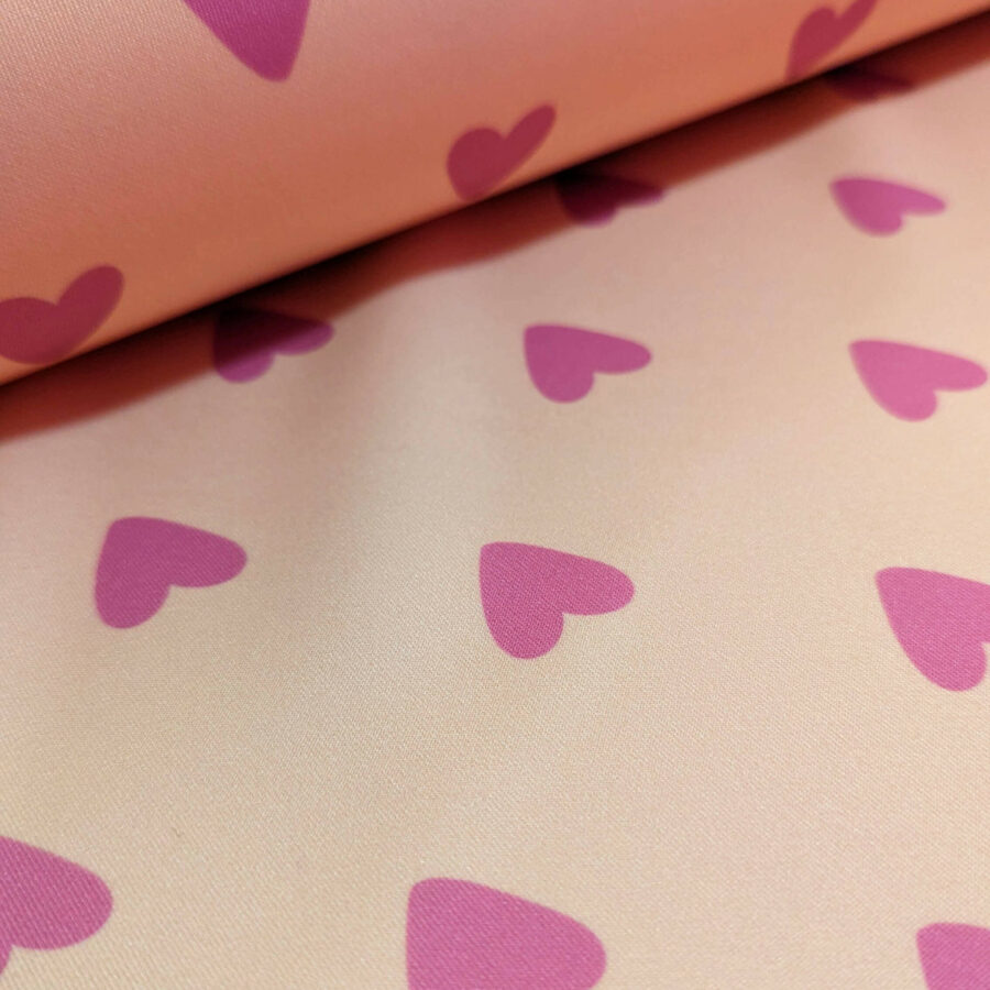 Tissu scuba coeur rose